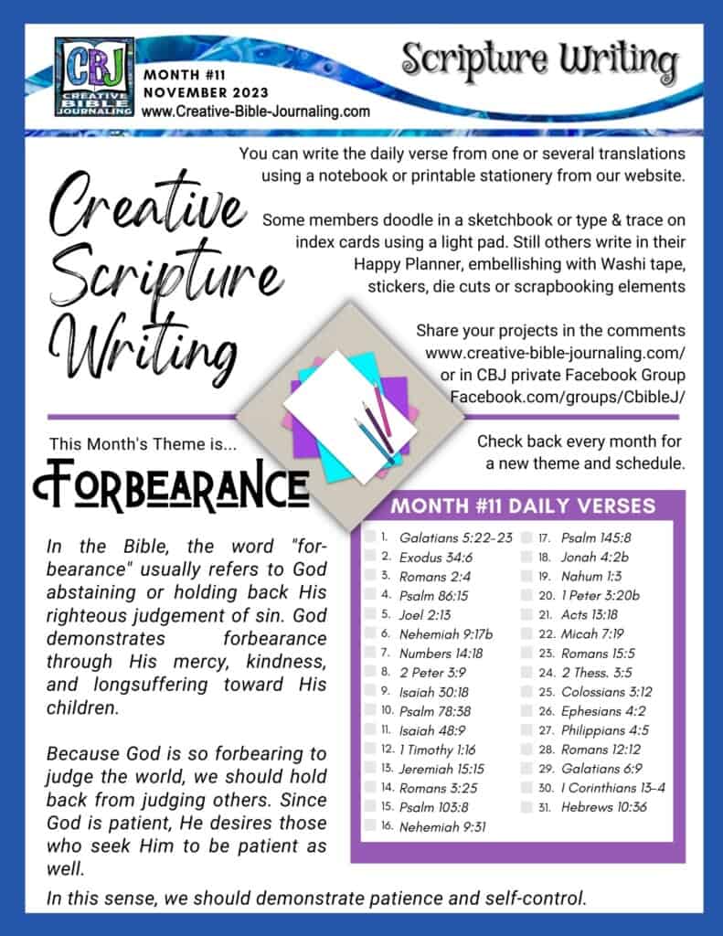 Scripture Writing November Schedule
