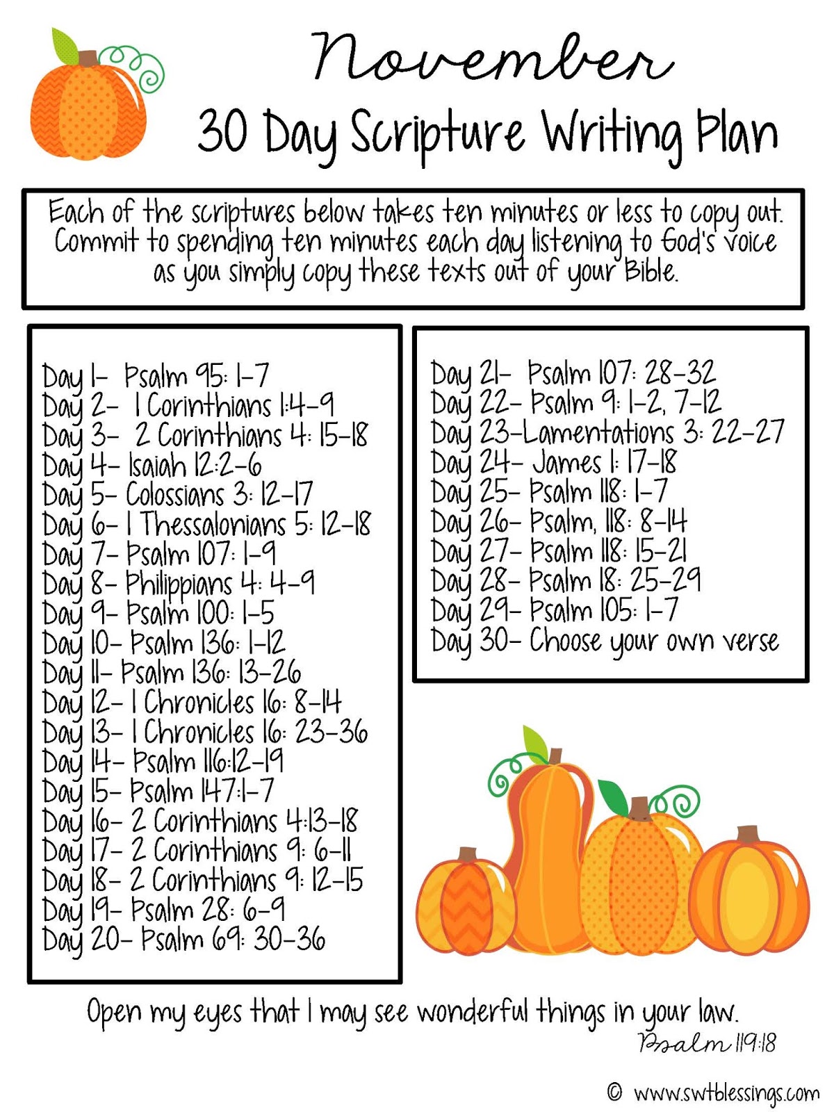 Scripture Writing – Monthly Plan