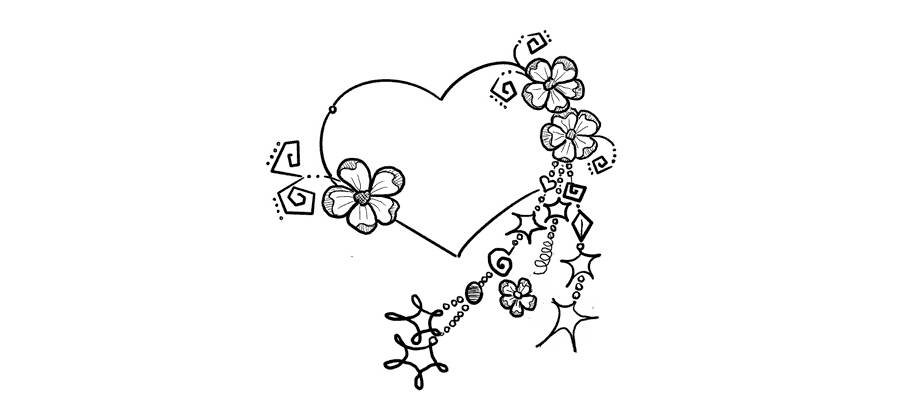 Heart With Flowers & Dangles