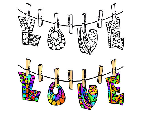Illustration of LOVE On A Clothes Line